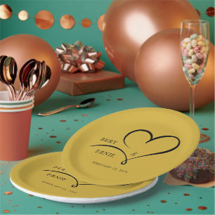 Custom Text Wedding Paper Plate 9" Round Keepsake