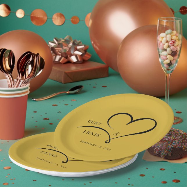 Custom Text Wedding Paper Plate 9" Round Keepsake (Multi)