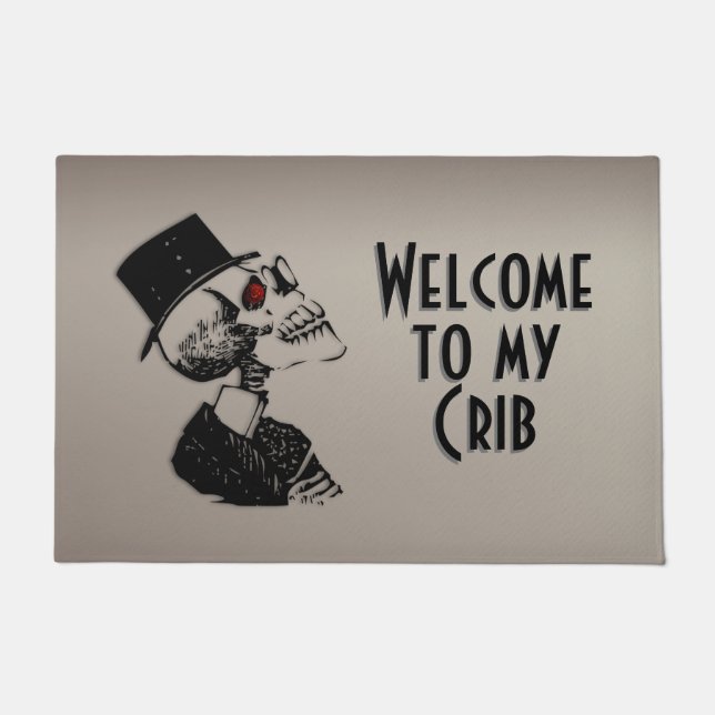 Custom Text Welcome to My Crib Classy Skull  Doormat (Front)