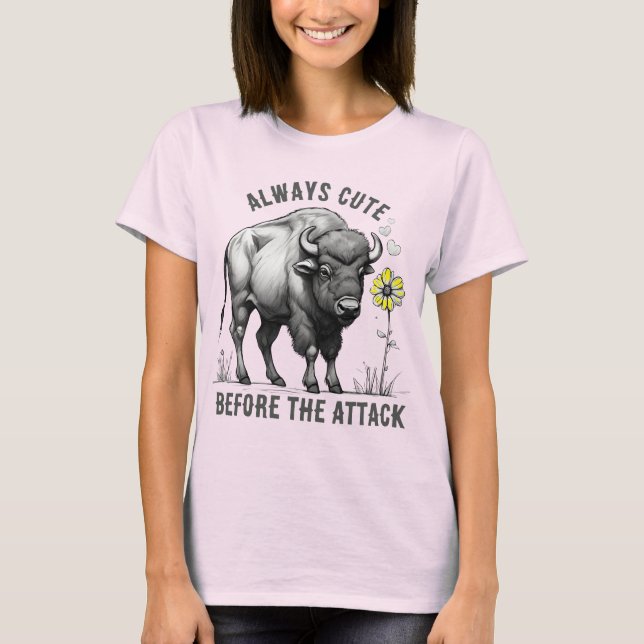 Custom text western buffalo flower American west T-Shirt (Front)