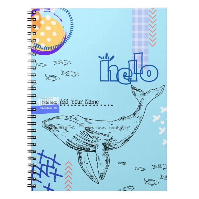 CUSTOM TEXT - Whale Notebook (Front)