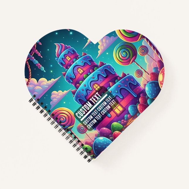 Custom Text Whimsical Candy Castle Tower Sweet Notebook (Front)