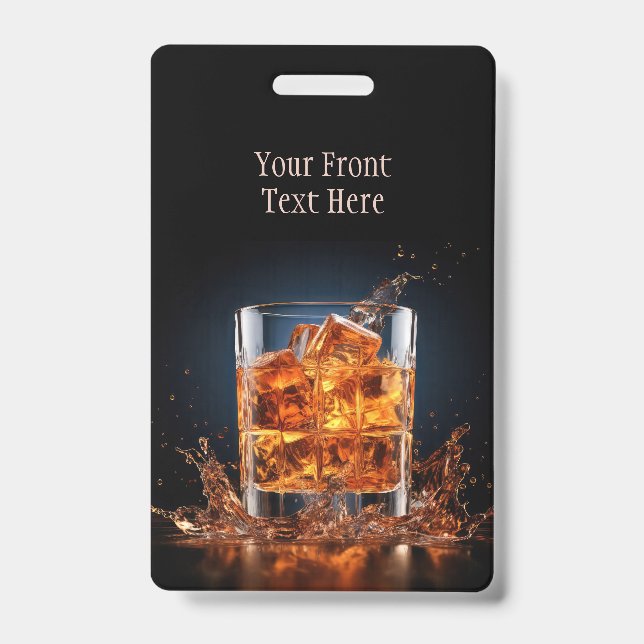 Custom Text Whiskey On The Rocks Badge (Front)