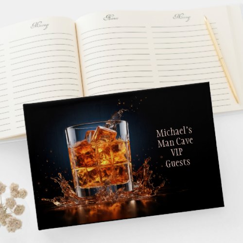Custom Text Whiskey On The Rocks Guest Book