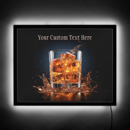 Custom Text Whiskey On The Rocks LED Sign