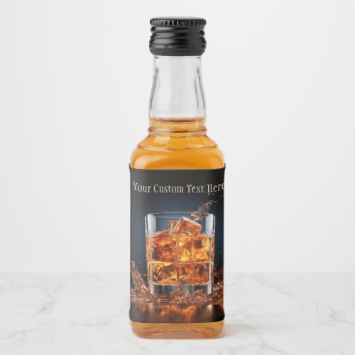 Custom Text Whiskey On The Rocks Liquor Bottle Label