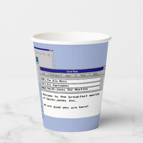 Custom Text Windows 95 Computer Business Meeting Paper Cups