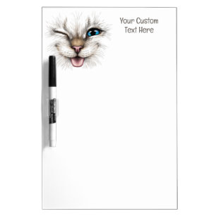 Custom Text Winking Cat Dry Erase Board