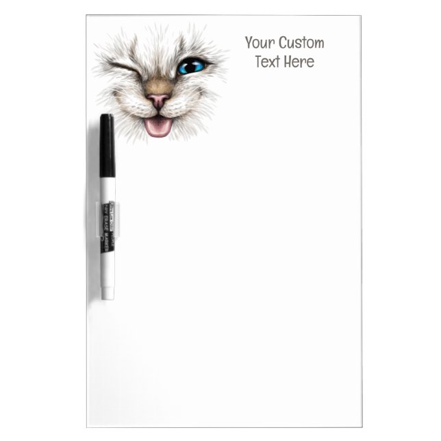 Custom Text Winking Cat Dry Erase Board (Front)