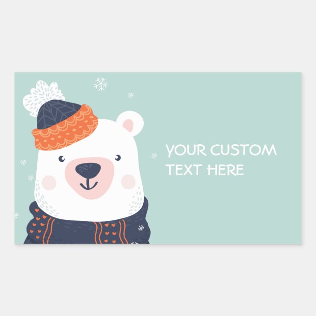 Custom text Winter Bear stickers (Front)