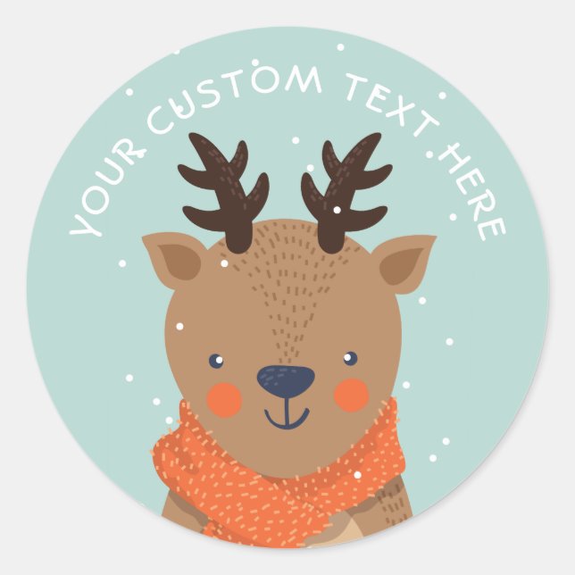 Custom text Winter Deer stickers (Front)