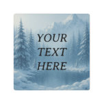 Custom Text Winter Forest Scene – Peaceful Snowy L Metal Print