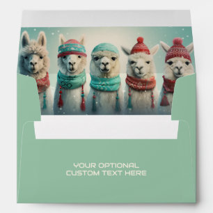 Custom Text Winter Llamas Envelope