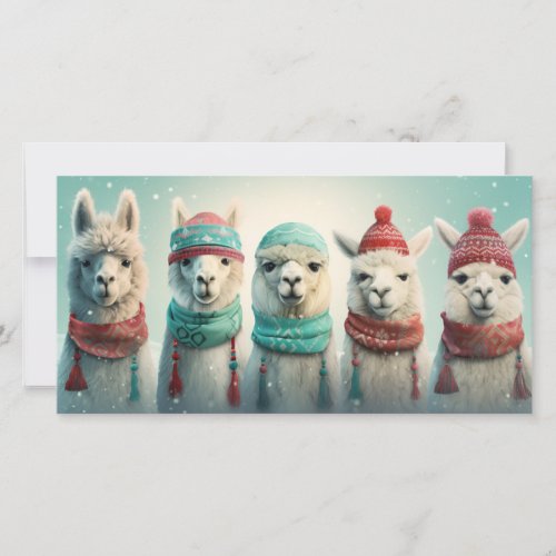 Custom Text Winter Llamas Holiday Card