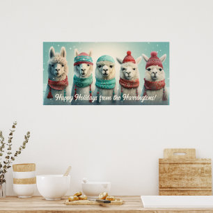 Custom Text Winter Llamas Poster