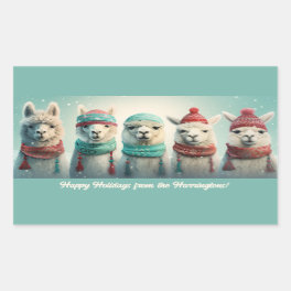 Custom Text Winter Llamas Rectangular Sticker