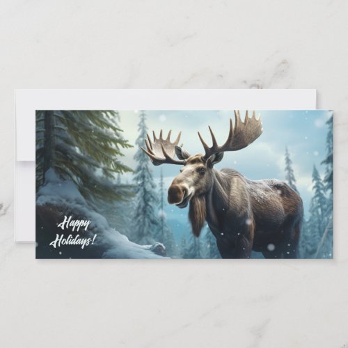 Custom Text Winter Moose Holiday Card