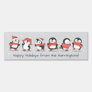 Custom text Winter Penguins yard sign