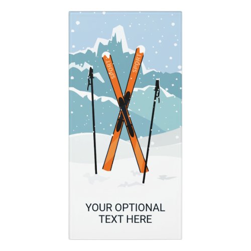 Custom Text Winter Skiing Door Sign