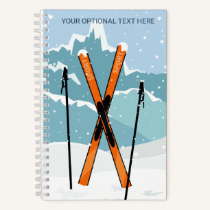 Custom Text Winter Skiing Notebook