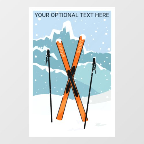 Custom Text Winter Skiing Window Cling