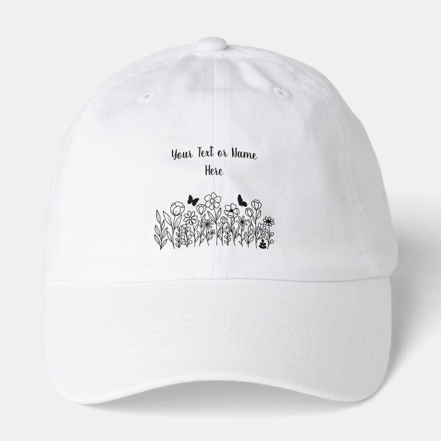 Custom Text with Flowers Hat (Front)