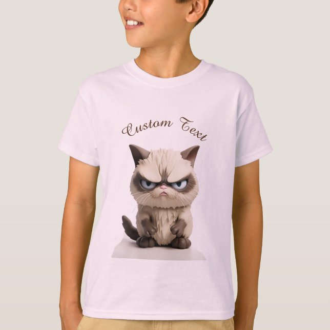 Custom Text with Grumpy Cat T-Shirt (Front)
