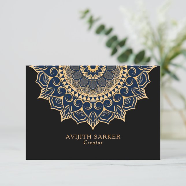 Custom Text with luxury mandala flat thank youcard Thank You Card (Standing Front)