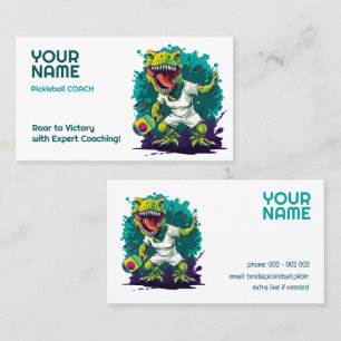 Custom text with t-rex   Dino Drive Pickleball  Business Card