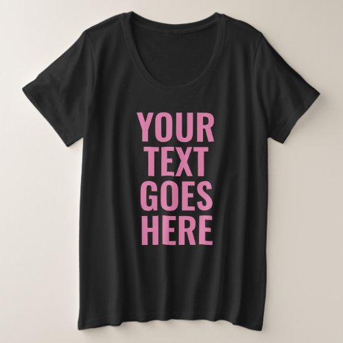 Custom Text Womens Modern Pink Black Plus Size Plus Size T_Shirt