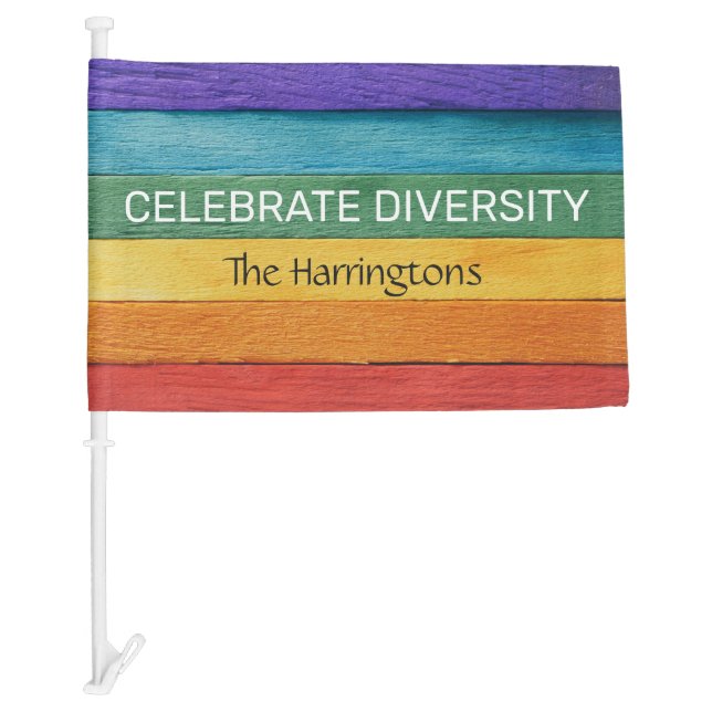 Custom Text Wood-Textured Rainbow Flag (Front)