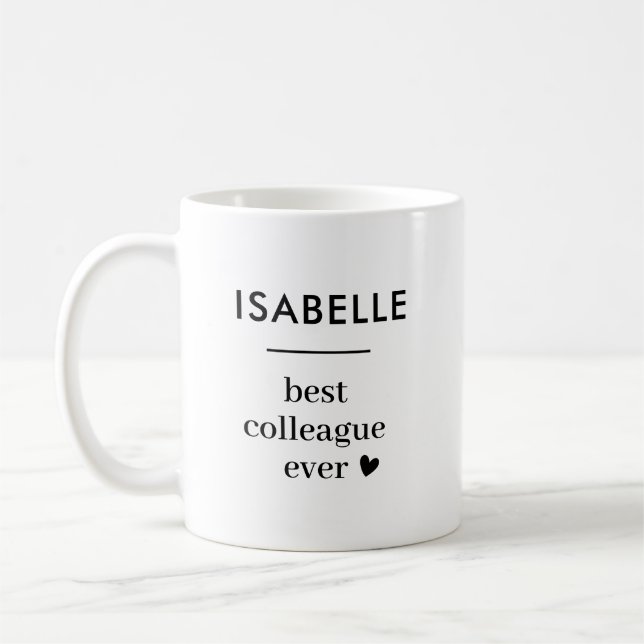 Custom Text Work Bestie Coworker Colleague Minimal Coffee Mug (Left)