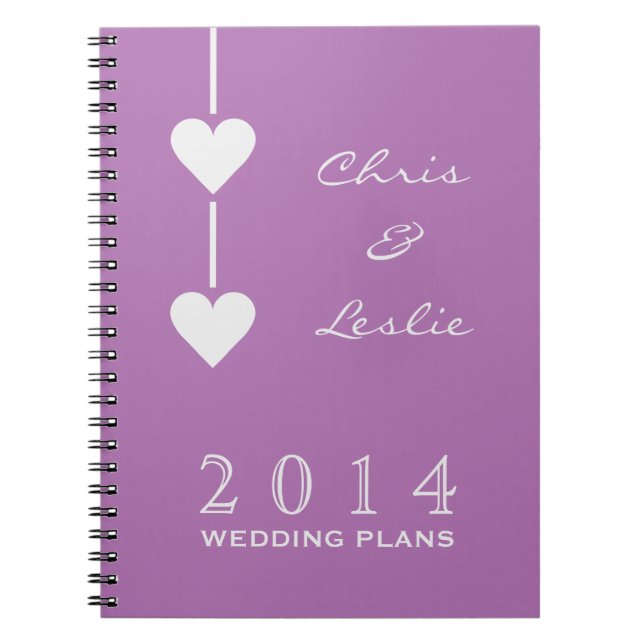 Custom text, year & color wedding plans notebook (Front)