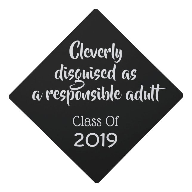 Custom text / year "Responsible adult" Graduation Cap Topper (Front)