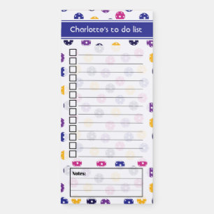 Custom text 💛Yellow and 💜purple pickleball  Magnetic Notepad