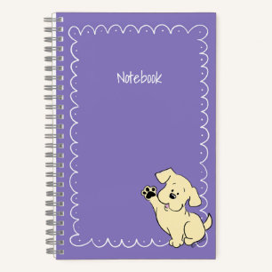 Custom Text Yellow Lab Puppy Purple Cute Spiral Notebook