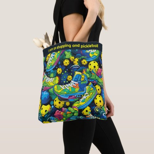 Custom text Yellow Psychedelic pickleballs Tote Bag