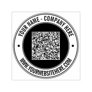 Custom Text Your QR Code Color Round Stamp Example