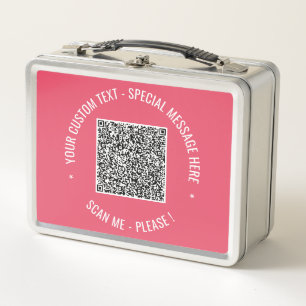 Custom Text Your QR Code Metal Lunch Box Example