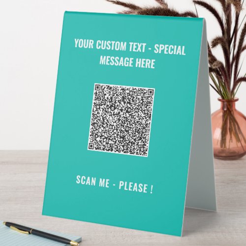 Custom Text Your QR Code Table Tent Sign Example