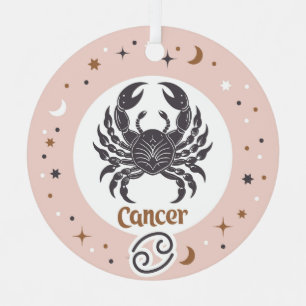 Custom Text Zodiac Sign Cancer Metal Ornament