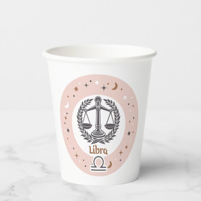 Custom Text Zodiac Sign Libra Paper Cups (Front)