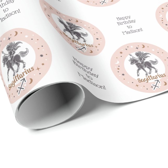 Custom Text Zodiac Sign Sagittarius Wrapping Paper (Roll Corner)