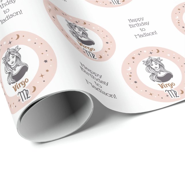 Custom Text Zodiac Sign Virgo Wrapping Paper (Roll Corner)