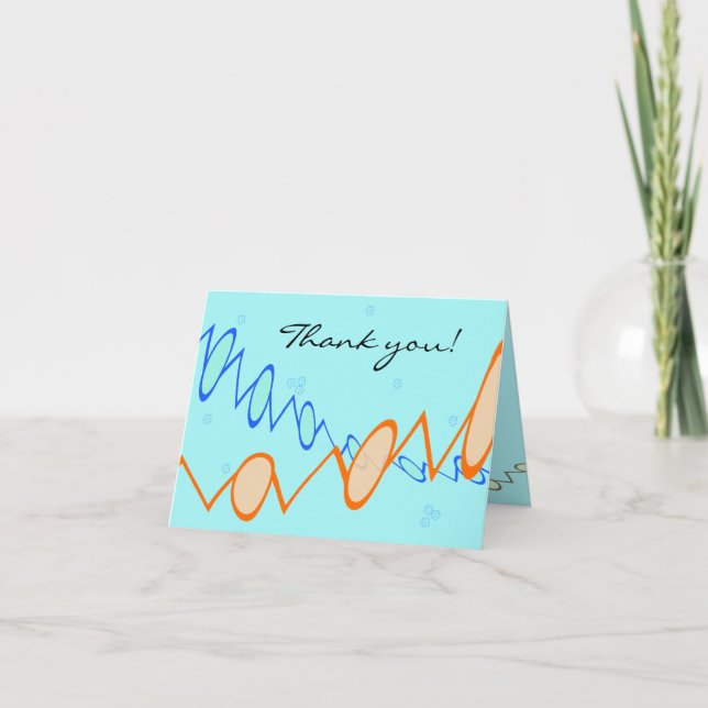 Custom textCard - PEG with blue floral background  Thank You Card (Front)