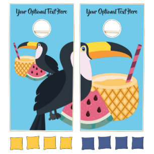 Custom texts & colors Toucan Illustration Cornhole Set