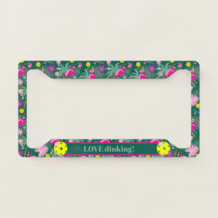 Custom text🤩Tropical party with pickleball,  License Plate Frame