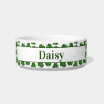 Custom Textured Shamrocks Pet Bowl<br><div class="desc">This fun pattern features textured green clovers on a white background. Ideal for use during St. Patrick's Day. Customize this bowl using the name of your pet!</div>