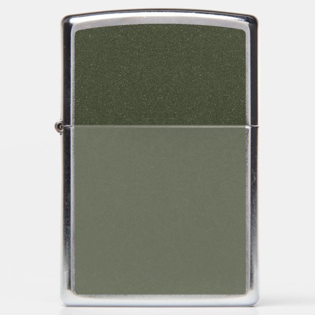 Custom Textured Top Zippo — Moss Green Matte Base Lighter (Front)