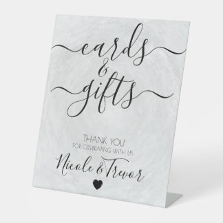 Custom Texturized Calligraphy Cards & Gifts Pedestal Sign